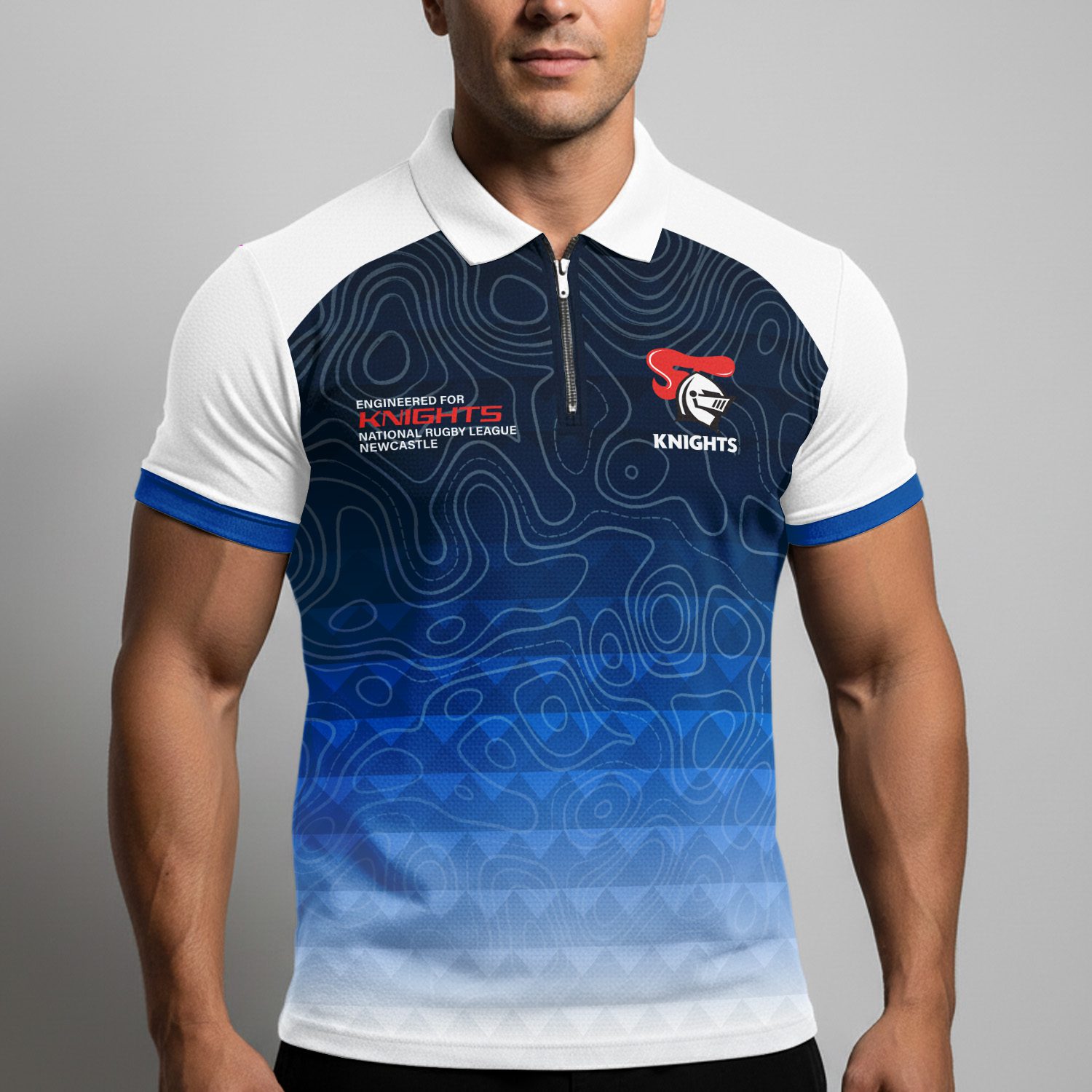 NRL Newcastle Knights Personalized Zip Polo Shirt Gift For Fans NRL Newcastle Knights Personalized Zip Polo Shirt Gift For Fans