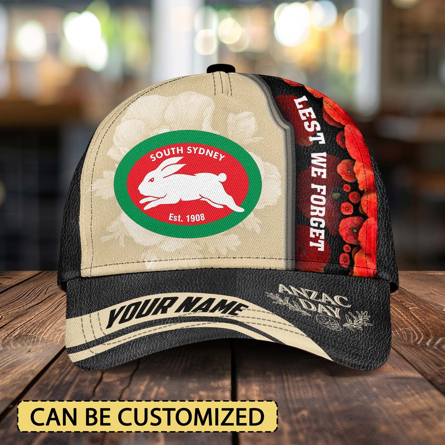 NRL South Sydney Rabbitohs x Anzac Day Custom Name Classic Cap Gift For Fans NRL South Sydney Rabbitohs x Anzac Day Custom Name Classic Cap Gift For Fans