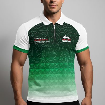 NRL South Sydney Rabbitohs Personalized Zip Polo Shirt Gift For Fans