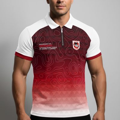 NRL St. George Illawarra Dragons Personalized Zip Polo Shirt Gift For Fans