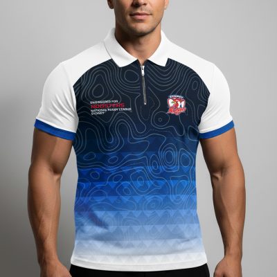 NRL Sydney Roosters Personalized Zip Polo Shirt Gift For Fans