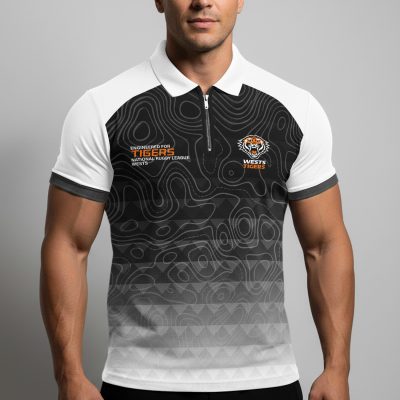 NRL Wests Tigers Personalized Zip Polo Shirt Gift For Fans