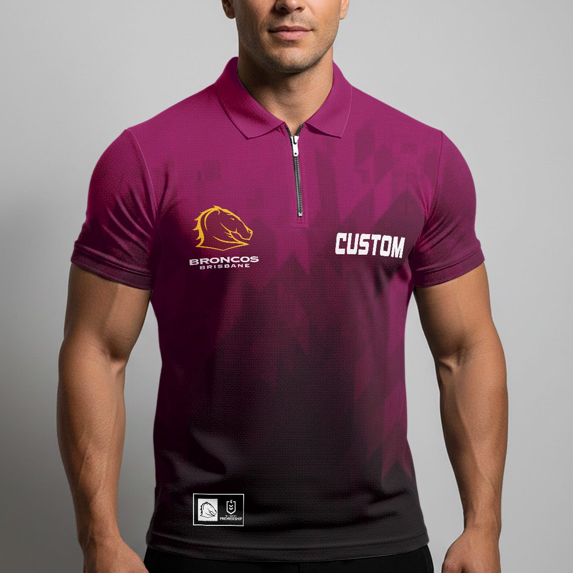 NRL Brisbane Broncos Personalized Zip Polo Shirt Gift For Fans NRL Brisbane Broncos Personalized Zip Polo Shirt Gift For Fans