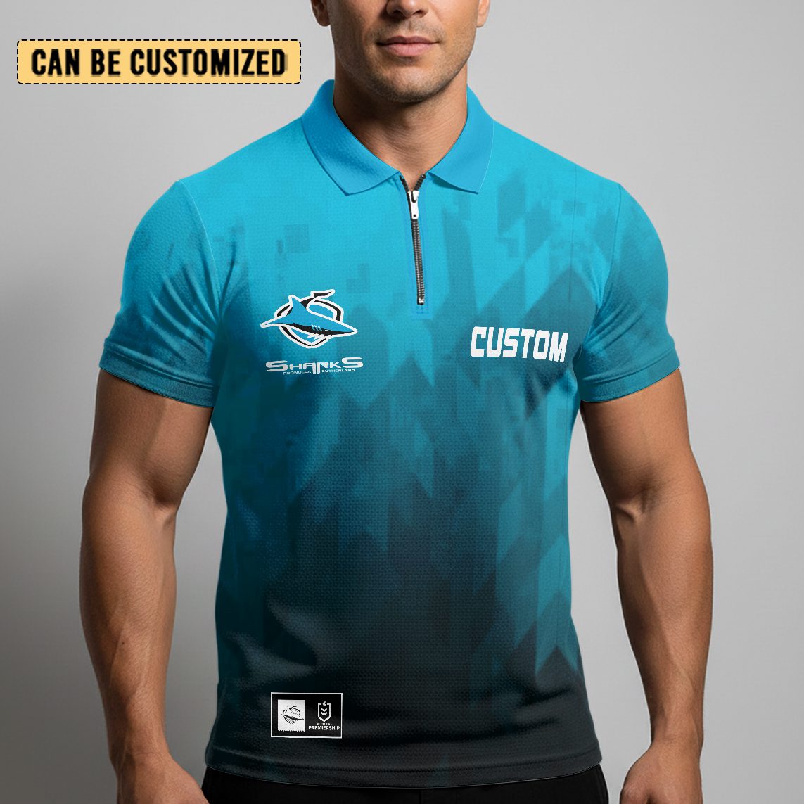 NRL Cronulla-Sutherland Sharks Personalized Zip Polo Shirt Gift For Fans NRL Cronulla-Sutherland Sharks Personalized Zip Polo Shirt Gift For Fans