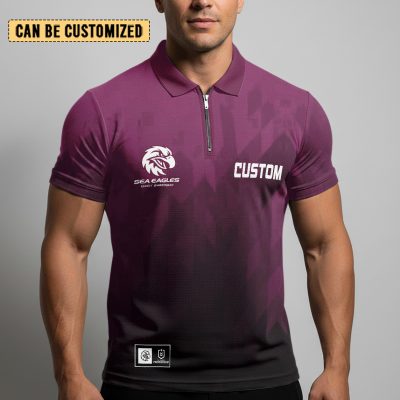 NRL Manly Warringah Sea Eagles Personalized Zip Polo Shirt Gift For Fans