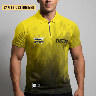 NRL North Queensland Cowboys Personalized Zip Polo Shirt Gift For Fans