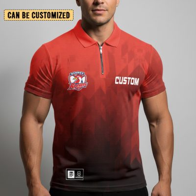 NRL Sydney Roosters Personalized Zip Polo Shirt Gift For Fans
