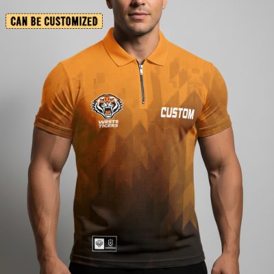 NRL Wests Tigers Personalized Zip Polo Shirt Gift For Fans