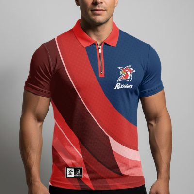 NRL Sydney Roosters Personalized Zip Polo Shirt Gift For Fans