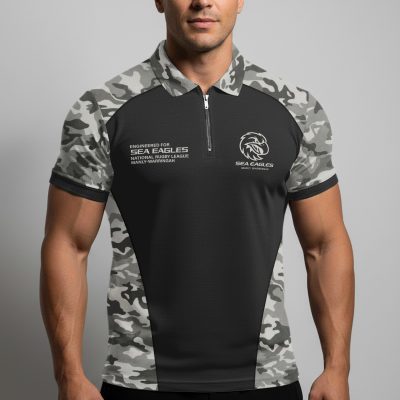 NRL Manly Warringah Sea Eagles Personalized Zip Polo Shirt Gift For Fans