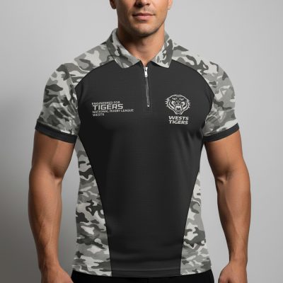 NRL Wests Tigers Personalized Zip Polo Shirt Gift For Fans