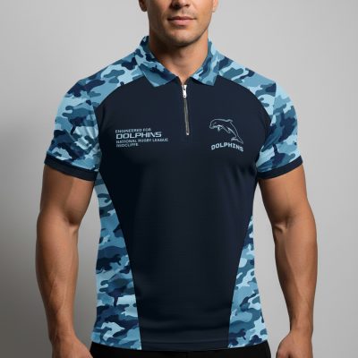 NRL Dolphins Personalized Zip Polo Shirt Gift For Fans