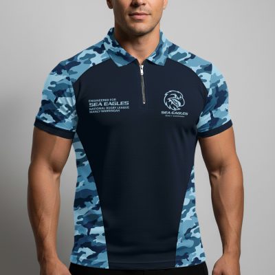 NRL Manly Warringah Sea Eagles Personalized Zip Polo Shirt Gift For Fans