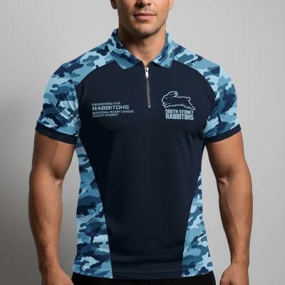 NRL South Sydney Rabbitohs Personalized Zip Polo Shirt Gift For Fans