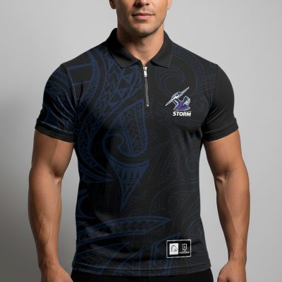 NRL Melbourne Storm Personalized Zip Polo Shirt Gift For Fans