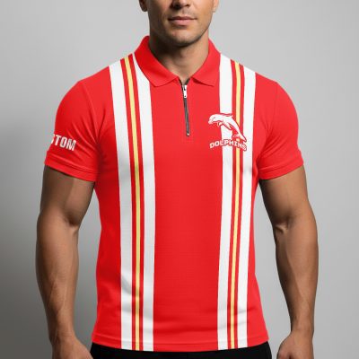 NRL Dolphins Personalized Zip Polo Shirt Gift For Fans