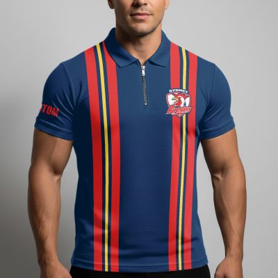 NRL Sydney Roosters Personalized Zip Polo Shirt Gift For Fans