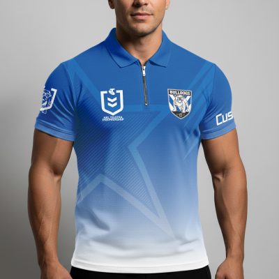 NRL Canterbury-Bankstown Bulldogs Personalized Zip Polo Shirt Gift For Fans
