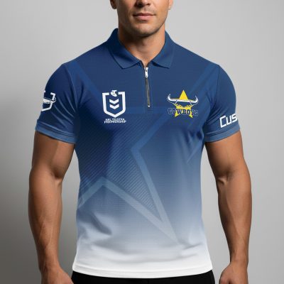 NRL North Queensland Cowboys Personalized Zip Polo Shirt Gift For Fans
