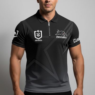 NRL Penrith Panthers Personalized Zip Polo Shirt Gift For Fans