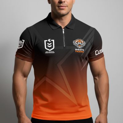 NRL Wests Tigers Personalized Zip Polo Shirt Gift For Fans