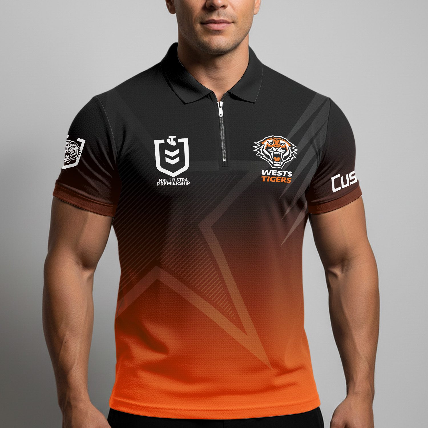 NRL Wests Tigers Personalized Zip Polo Shirt Gift For Fans NRL Wests Tigers Personalized Zip Polo Shirt Gift For Fans