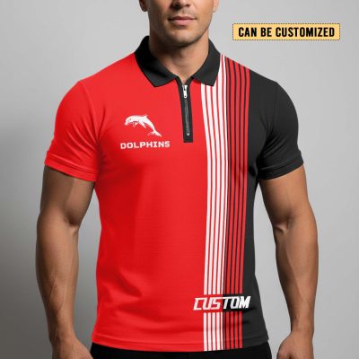 NRL Dolphins Personalized Zip Polo Shirt Gift For Fans