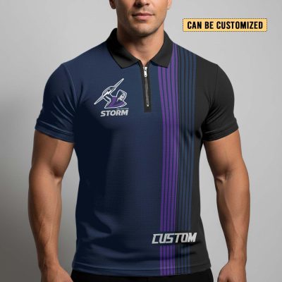 NRL Melbourne Storm Personalized Zip Polo Shirt Gift For Fans