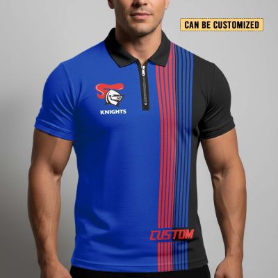 NRL Newcastle Knights Personalized Zip Polo Shirt Gift For Fans