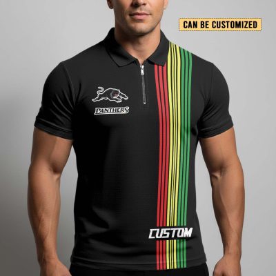 NRL Penrith Panthers Personalized Zip Polo Shirt Gift For Fans