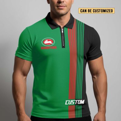 NRL South Sydney Rabbitohs Personalized Zip Polo Shirt Gift For Fans