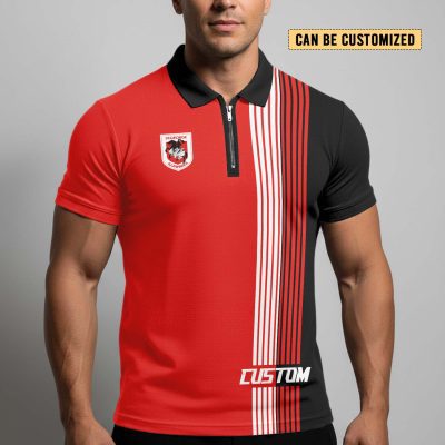 NRL St. George Illawarra Dragons Personalized Zip Polo Shirt Gift For Fans