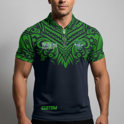 NRL Canberra Raiders Personalized Zip Polo Shirt Gift For Fans