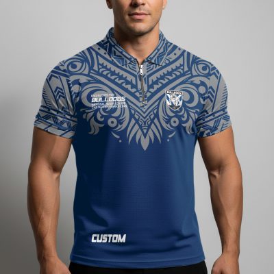 NRL Canterbury-Bankstown Bulldogs Personalized Zip Polo Shirt Gift For Fans