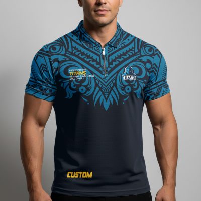 NRL Gold Coast Titans Personalized Zip Polo Shirt Gift For Fans