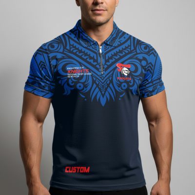 NRL Newcastle Knights Personalized Zip Polo Shirt Gift For Fans
