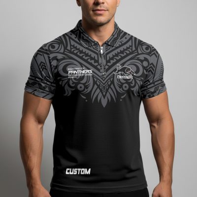 NRL Penrith Panthers Personalized Zip Polo Shirt Gift For Fans