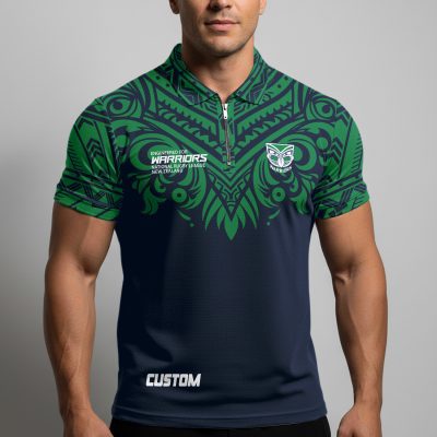 NRL New Zealand Warriors Personalized Zip Polo Shirt Gift For Fans
