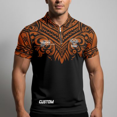 NRL Wests Tigers Personalized Zip Polo Shirt Gift For Fans