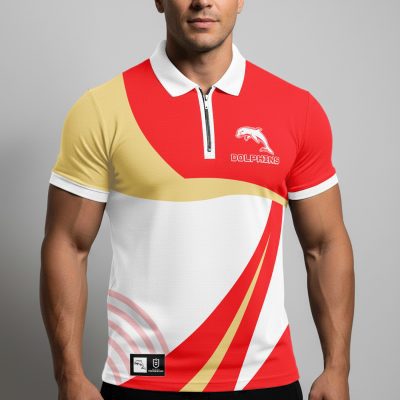 NRL Dolphins Personalized Zip Polo Shirt Gift For Fans