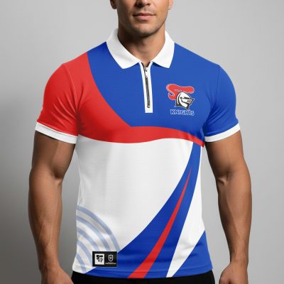 NRL Newcastle Knights Personalized Zip Polo Shirt Gift For Fans