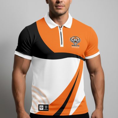 NRL Wests Tigers Personalized Zip Polo Shirt Gift For Fans