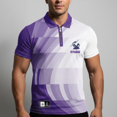 NRL Melbourne Storm Personalized Zip Polo Shirt Gift For Fans