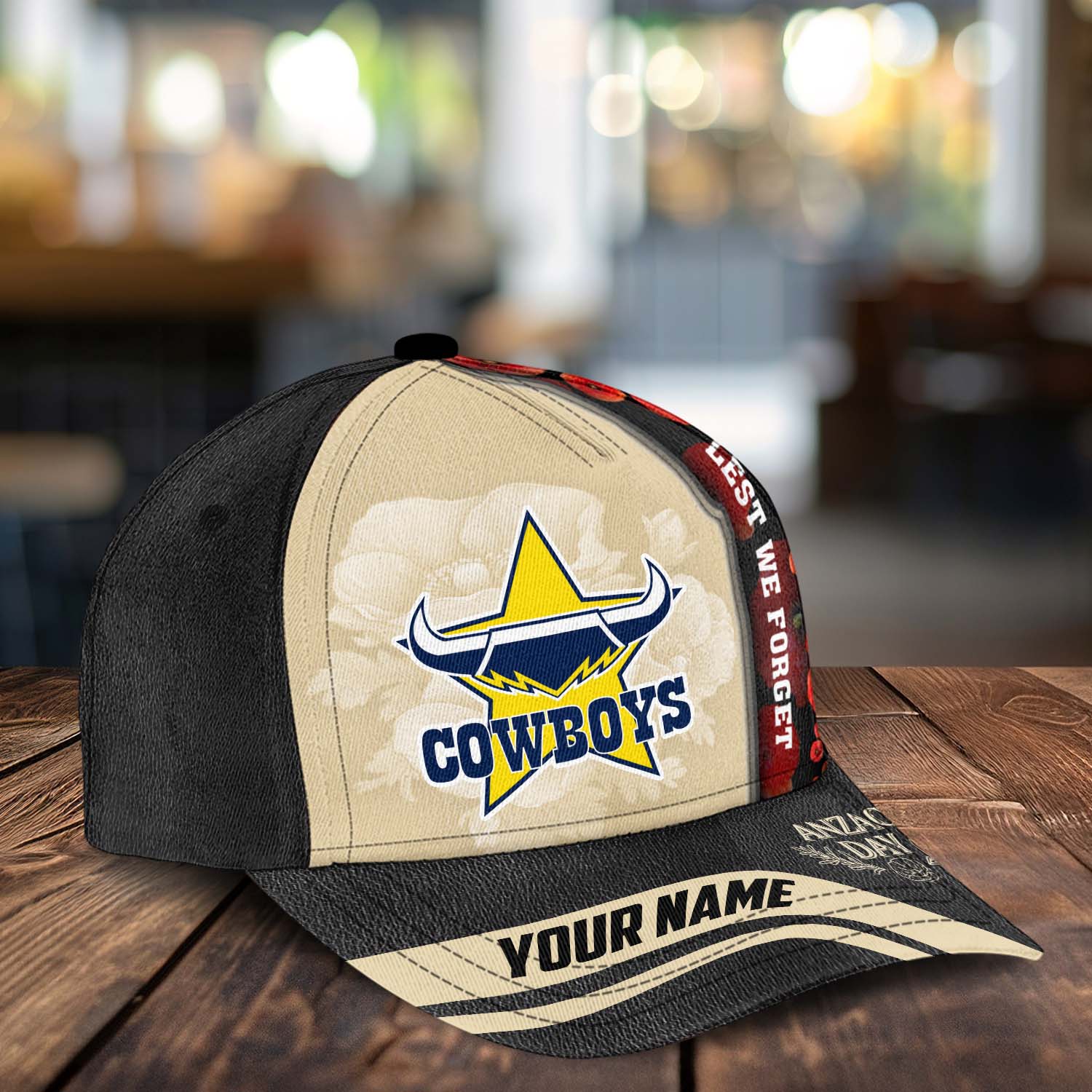 NRL North Queensland Cowboys x Anzac Day Custom Name Classic Cap Gift For Fans NRL North Queensland Cowboys x Anzac Day Custom Name Classic Cap Gift For Fans