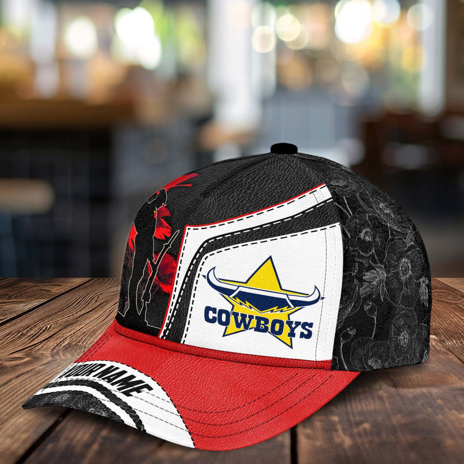 NRL North Queensland Cowboys x Anzac Day Custom Name Classic Cap Gift For Fans NRL North Queensland Cowboys x Anzac Day Custom Name Classic Cap Gift For Fans