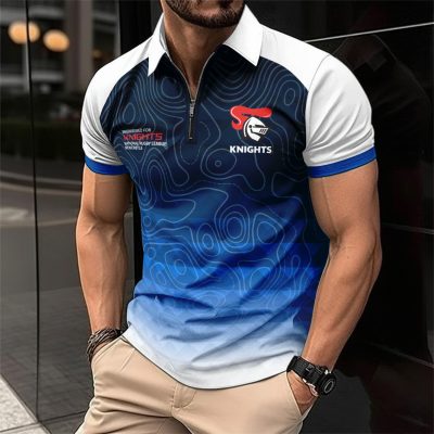 NRL Newcastle Knights Personalized Zip Polo Shirt Gift For Fans