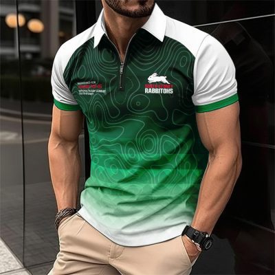 NRL South Sydney Rabbitohs Personalized Zip Polo Shirt Gift For Fans