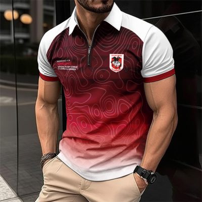 NRL St. George Illawarra Dragons Personalized Zip Polo Shirt Gift For Fans