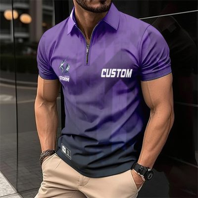 NRL Melbourne Storm Personalized Zip Polo Shirt Gift For Fans