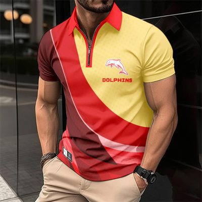 NRL Dolphins Personalized Zip Polo Shirt Gift For Fans